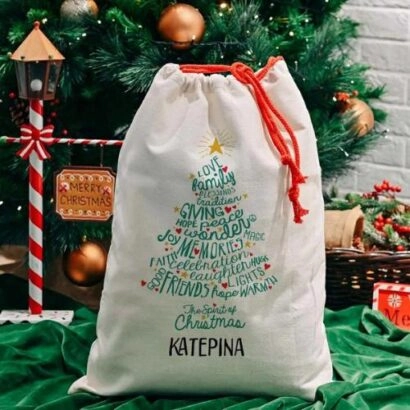 Χριστουγεννιάτικος Σάκος Δώρων με σχέδιο Spirit of Christmas