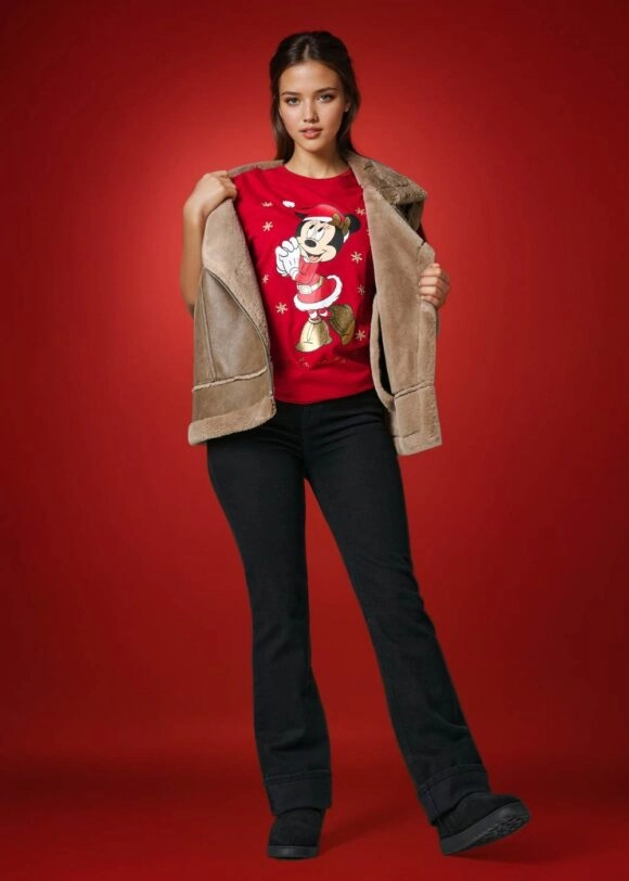 Χριστουγεννιάτικο Τ-Shirt Γυναικείο Disney Κόκκινο