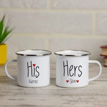 Σετ Κούπες για ζευγάρια Eμαγιέ His & Her