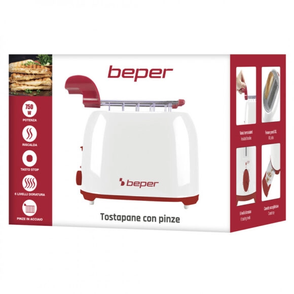 Φρυγανιέρα 2 Θέσεων Beper P101TOS100 750W Κόκκινη