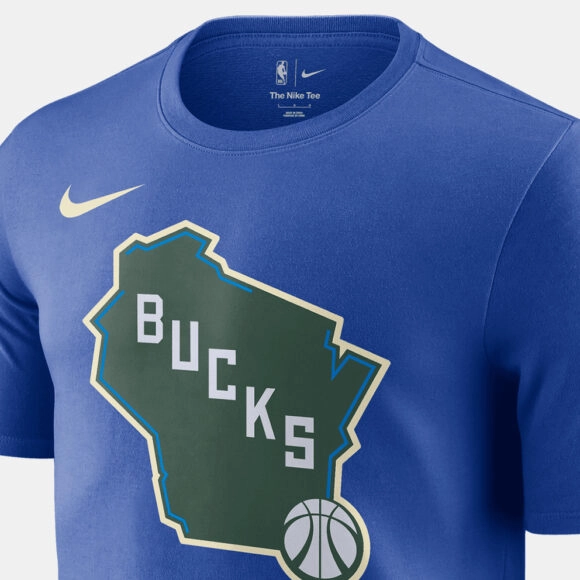 Ανδρικό T-Shirt Nike Milwaukee Bucks Essential Μπλε