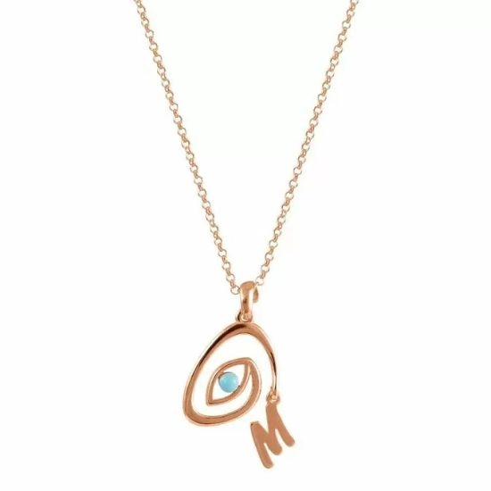 Κολιέ με ματάκι και μονόγραμμα