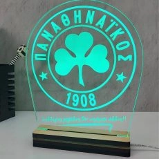 Φωτιστικό LED Παναθηναϊκός με ξύλινη χειροποίητη βάση