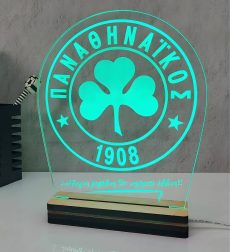 Φωτιστικό LED Παναθηναϊκός με ξύλινη χειροποίητη βάση