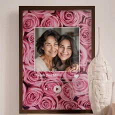 Ξύλινη Κορνίζα με Premium Εκτύπωση Pink Roses