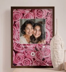 Ξύλινη Κορνίζα με Premium Εκτύπωση Pink Roses