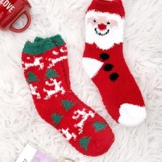 Χριστουγεννιάτικες Χνουδωτές Κάλτσες Happy Santa
