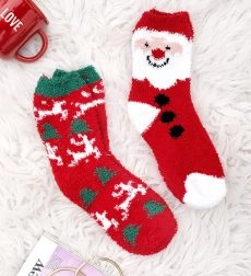 Χριστουγεννιάτικες Χνουδωτές Κάλτσες Happy Santa
