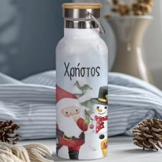 Χριστουγεννιάτικο Μπουκάλι Θερμός με όνομα Happy Santa