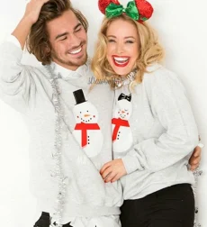 Χριστουγεννιάτικo Φούτερ Σετ για Ζευγάρι Mr & Mrs Snowman