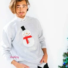 Χριστουγεννιάτικο Φούτερ Ανδρικό Mrs. Snowman Γκρι