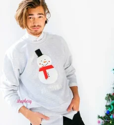 Χριστουγεννιάτικο Φούτερ Ανδρικό Mrs. Snowman Γκρι
