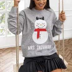Χριστουγεννιάτικο Φούτερ Γυναικείο Mrs. Snowman Γκρι