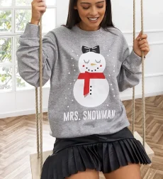 Χριστουγεννιάτικο Φούτερ Γυναικείο Mrs. Snowman Γκρι
