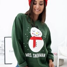 Χριστουγεννιάτικο Φούτερ Γυναικείο Mrs. Snowman Πράσινο
