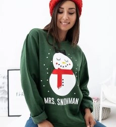 Χριστουγεννιάτικο Φούτερ Γυναικείο Mrs. Snowman Πράσινο