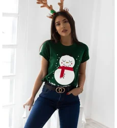 Χριστουγεννιάτικη Μπλούζα Mrs. Snowman Πράσινο