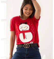 Χριστουγεννιάτικη Μπλούζα Mrs. Snowman Κόκκινο