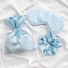 Σετ 3 Τεμαχίων Μάσκας Ύπνου, Scrunchie, Πουγκί Γαλάζιο