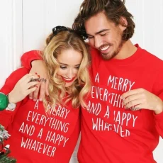Χριστουγεννιάτικo Φούτερ Σετ για Ζευγάρι Xmas Κόκκινο
