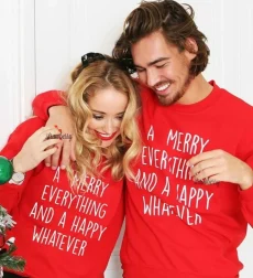 Χριστουγεννιάτικo Φούτερ Σετ για Ζευγάρι Xmas Κόκκινο