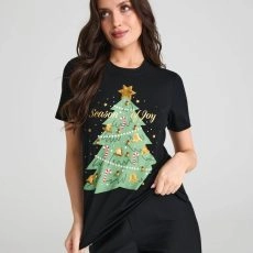 Χριστουγεννιάτικο Τ-Shirt Γυναικείο Season Of Joy Μαύρο