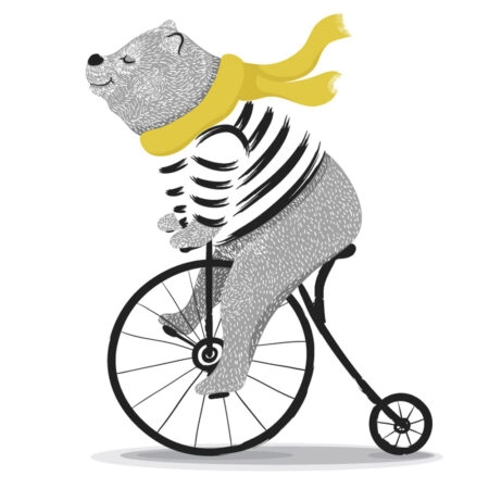 Πίνακας σε καμβά ANIMAL ILLUSTRATION BEAR CYCLE - Παιδικοι και set Sticky 5