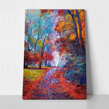 Πινακας σε καμβά AUTUMN LANDSCAPE PAINTING - Δασος Sticky 1