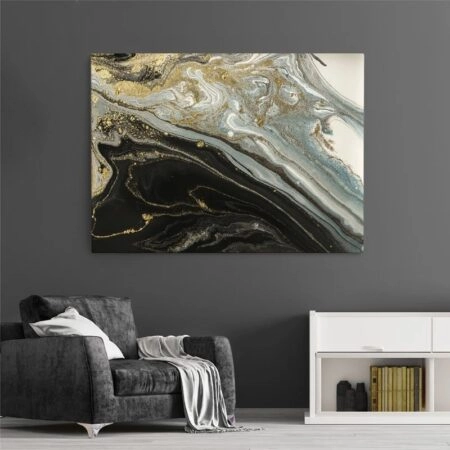 Πινακας σε καμβά BLACK AND GOLD ABSTRACT