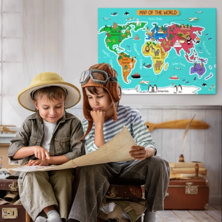 Πινακας σε καμβά COLOR ILLUSTRATION WORLD MAP