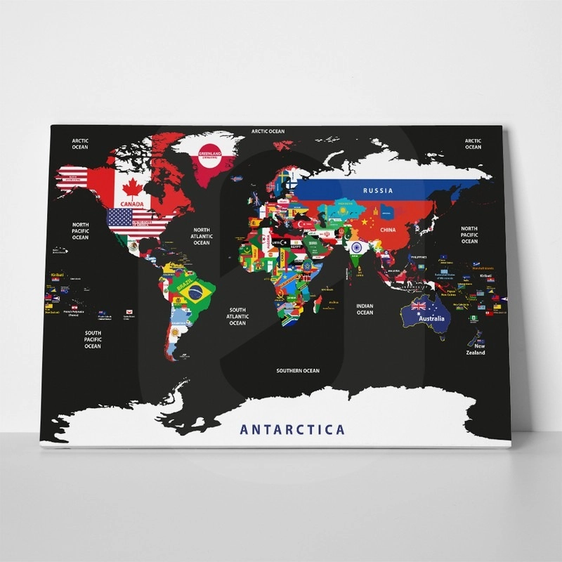 Πινακας σε καμβά COUNTRY FLAGS WORLD MAP
