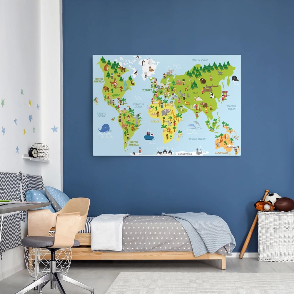 Πινακας σε καμβά DOODLE WORLD MAP