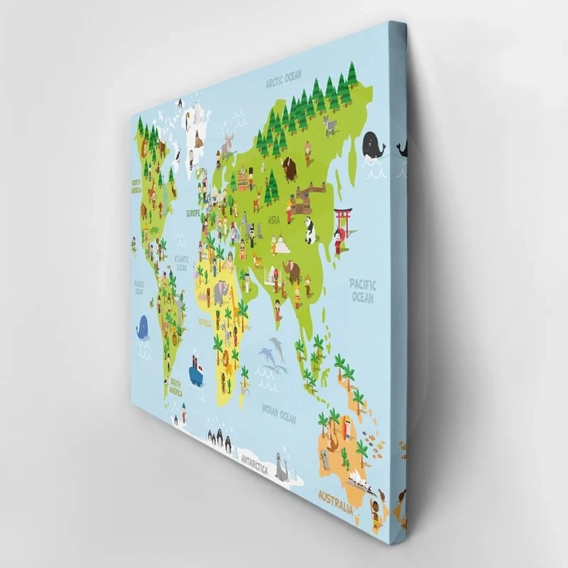 Πινακας σε καμβά DOODLE WORLD MAP