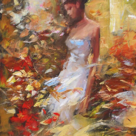 Πινακας σε καμβά FEMALE IN THE FOREST HANDMADE PAINTING - Πορτραιτα και Φιγουρες Sticky 5