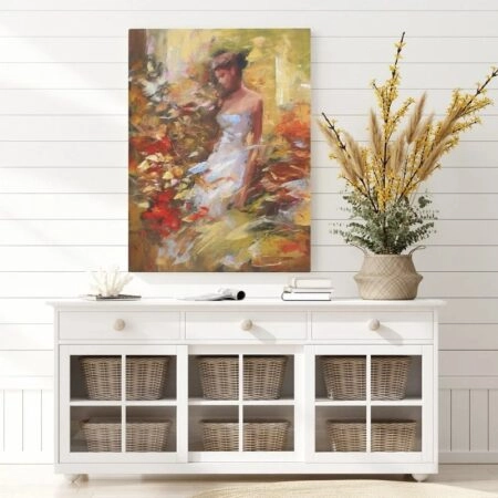 Πινακας σε καμβά FEMALE IN THE FOREST HANDMADE PAINTING - Πορτραιτα και Φιγουρες