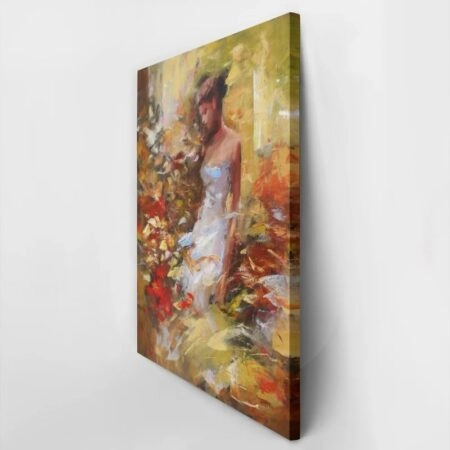 Πινακας σε καμβά FEMALE IN THE FOREST HANDMADE PAINTING - Πορτραιτα και Φιγουρες Sticky 3