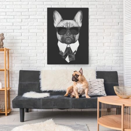 OUTLET Πινακας σε καμβά FRENCH BULLDOG DOG IN BLACK 65x100cm - OUTLET