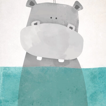 Πινακας σε καμβά HIPPO IN WATER - Παιδικοι και set Sticky 5
