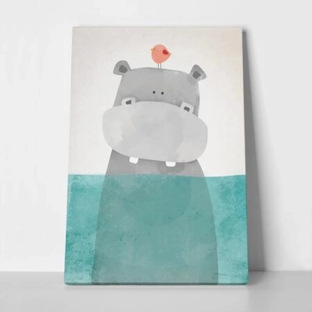 Πινακας σε καμβά HIPPO IN WATER - Παιδικοι και set Sticky 1