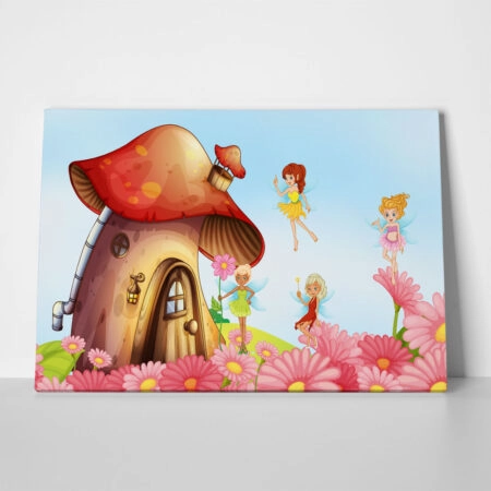Πινακας σε καμβά MUSHROOM HOUSE - Παιδικοι και set Sticky 1