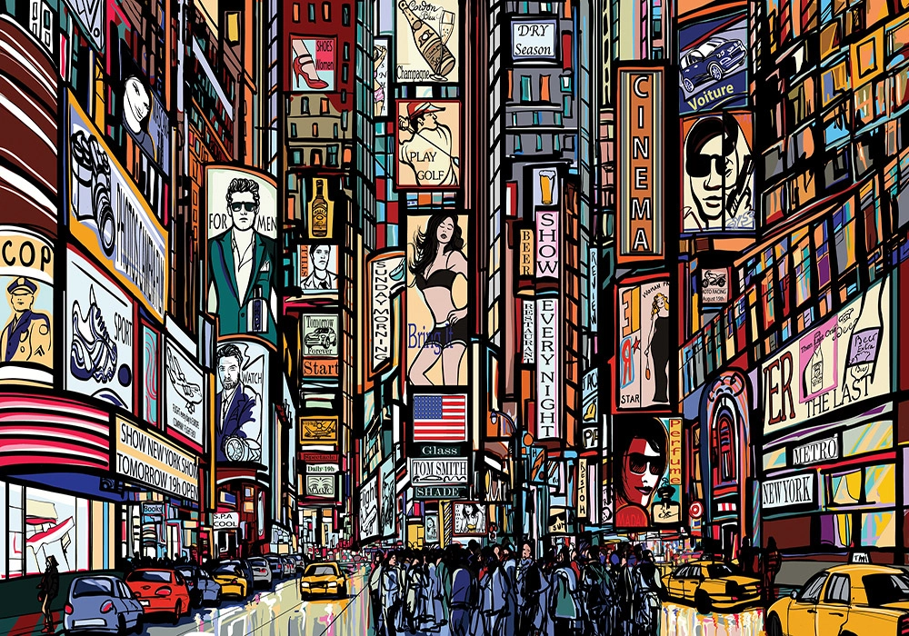 Πινακας σε καμβά NEW YORK STREET ILLUSTRATION