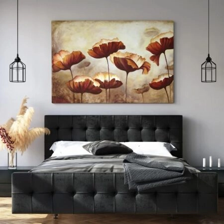 Πινακας σε καμβά PAINTING POPPIES TEXTURE BROWN