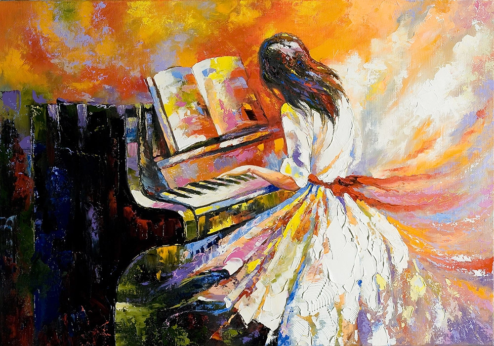 Πινακας σε καμβά PIANO GIRL