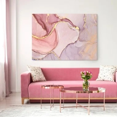 Πινακας σε καμβά PINK AND GOLD MARBLE PAINT