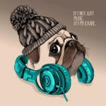 Πίνακας σε καμβά PUG PUPPY KNITTED HIPSTER HAT