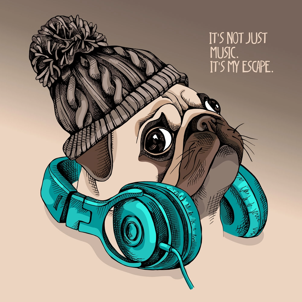 Πίνακας σε καμβά PUG PUPPY KNITTED HIPSTER HAT