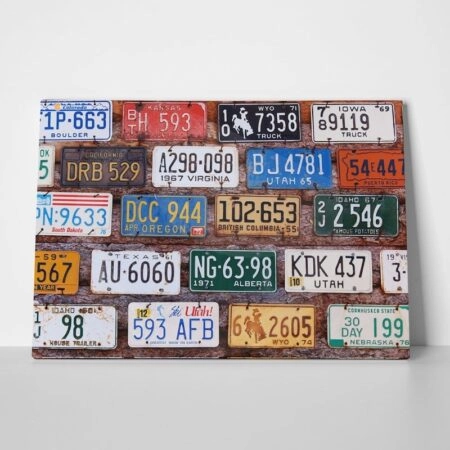 Πινακας σε καμβά RETRO CAR PLATES - Αυτοκινητα Sticky 1