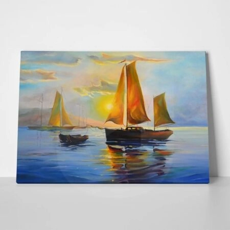 Πινακας σε καμβά SAILBOAT SUNSET 2 - Βαρκες και Καραβια Sticky 1