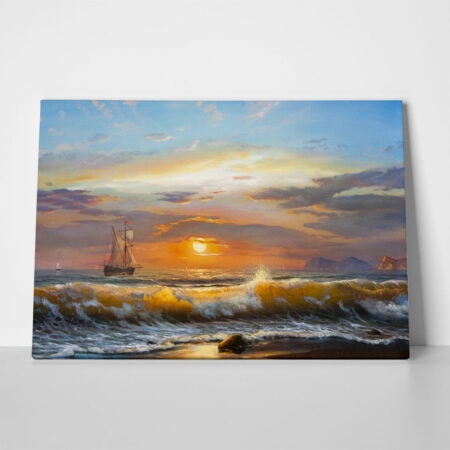 Πινακας σε καμβά SAILBOAT SUNSET - Θαλασσα Sticky 1