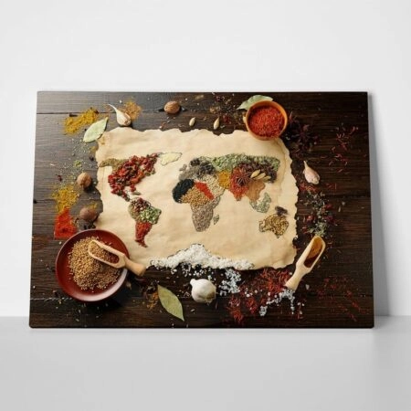 Πινακας σε καμβά SPICES MAP - Food and Drink Sticky 1